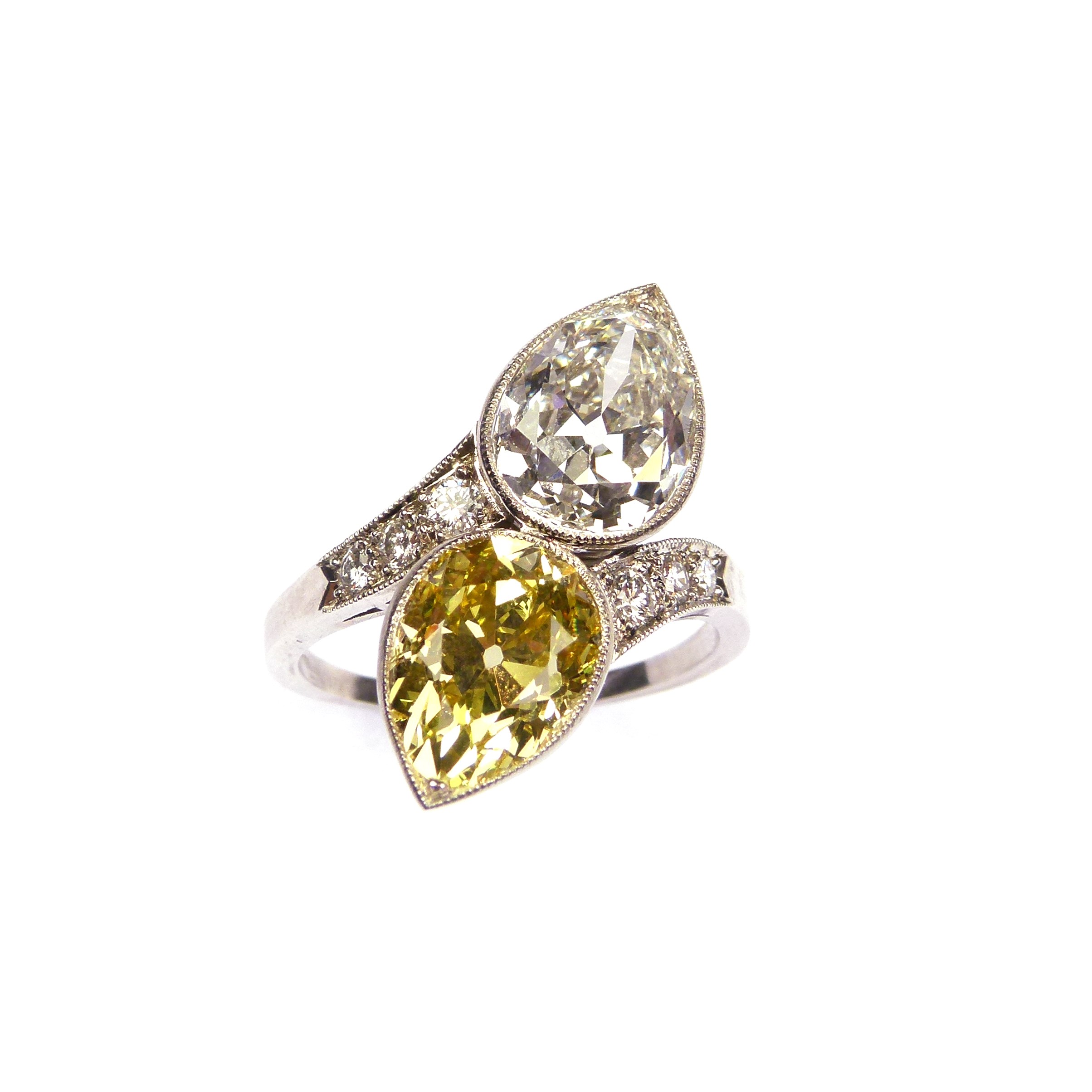 yellow and white diamond ring