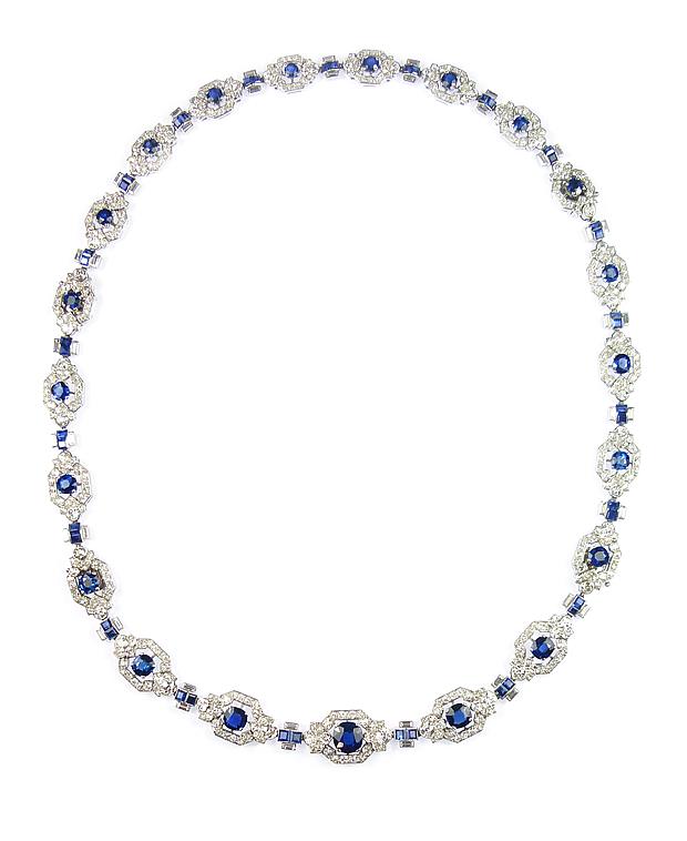 Art Deco diamond and sapphire necklace by Cartier, London c.1925 ...