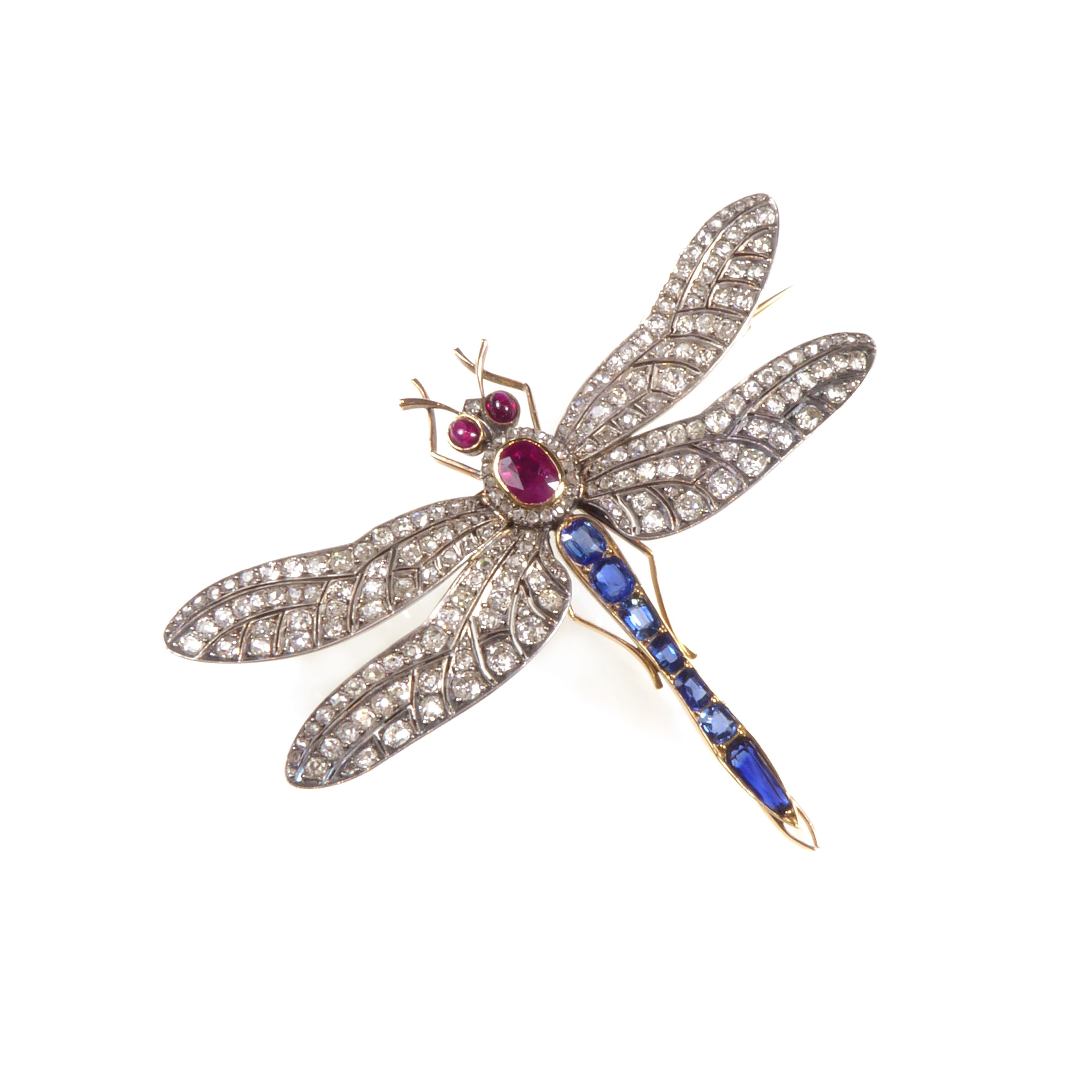 Colonial Williamsburg Sterling Silver and White Topaz Dragonfly Brooch 