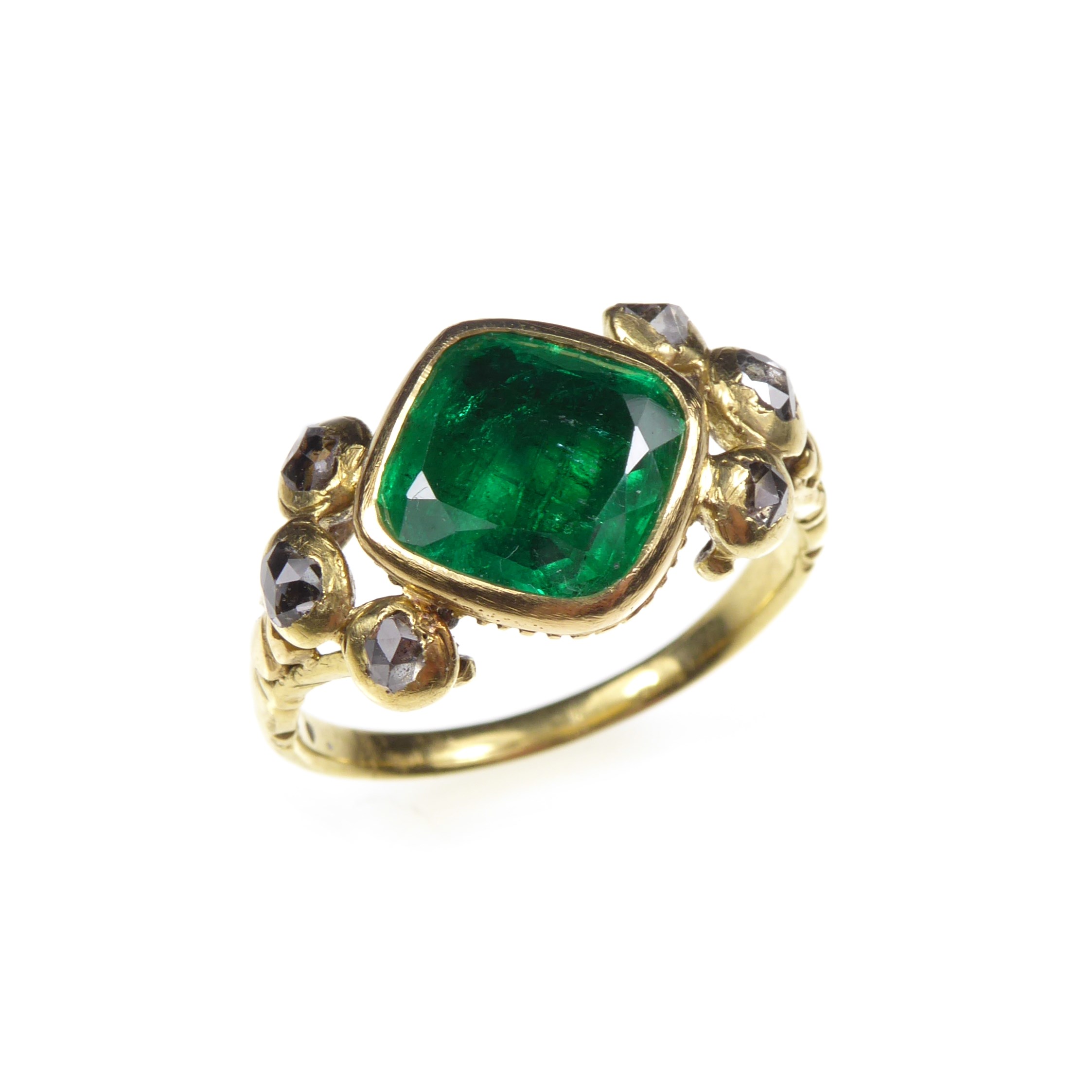 Greer: Emerald Diamond Vintage Inspired Engagement Ring | Ken & Dana Design