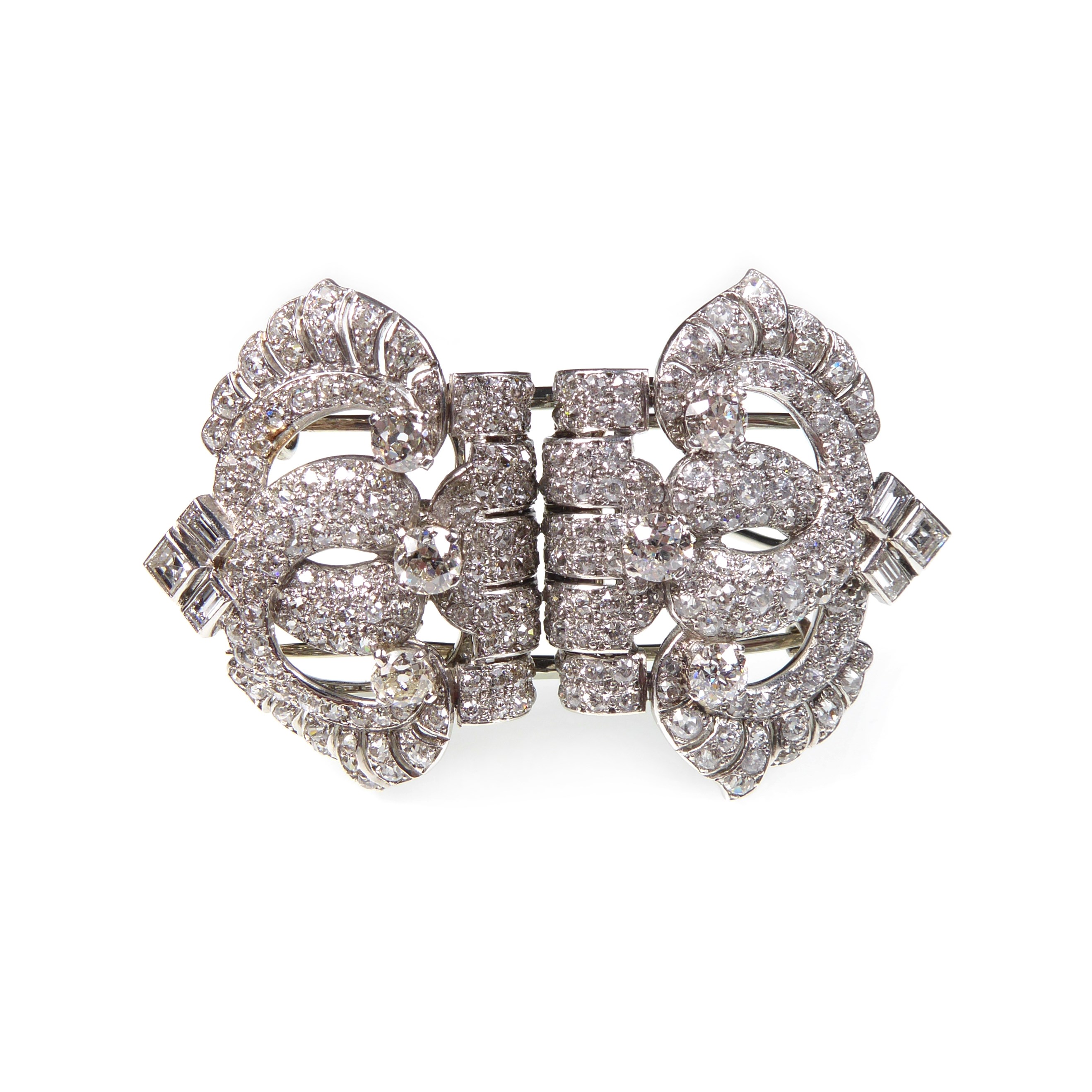 Art Deco diamond double clip brooch by Cartier, London c.1935
