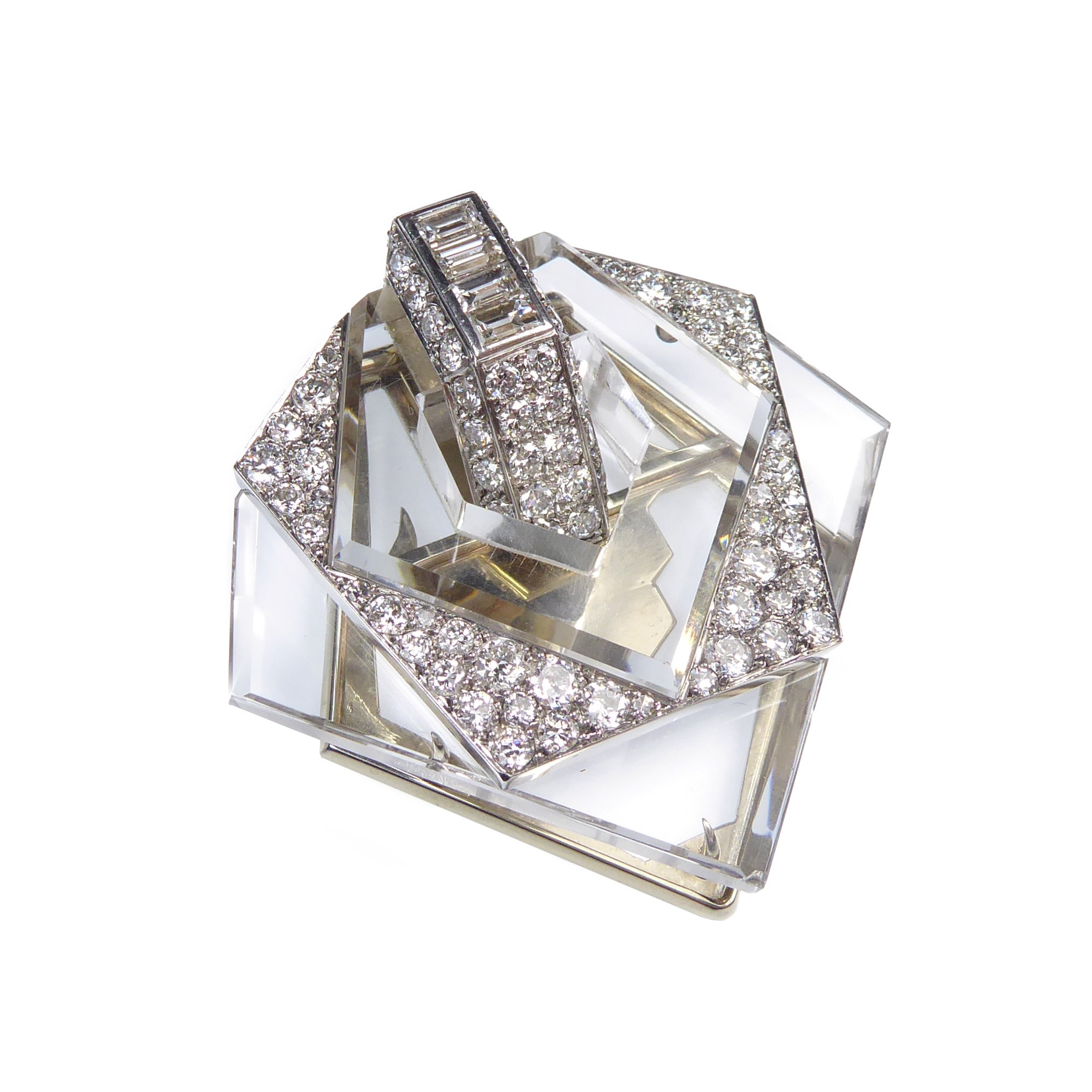 Art Deco diamond and rock crystal panel brooch by Boucheron, Paris