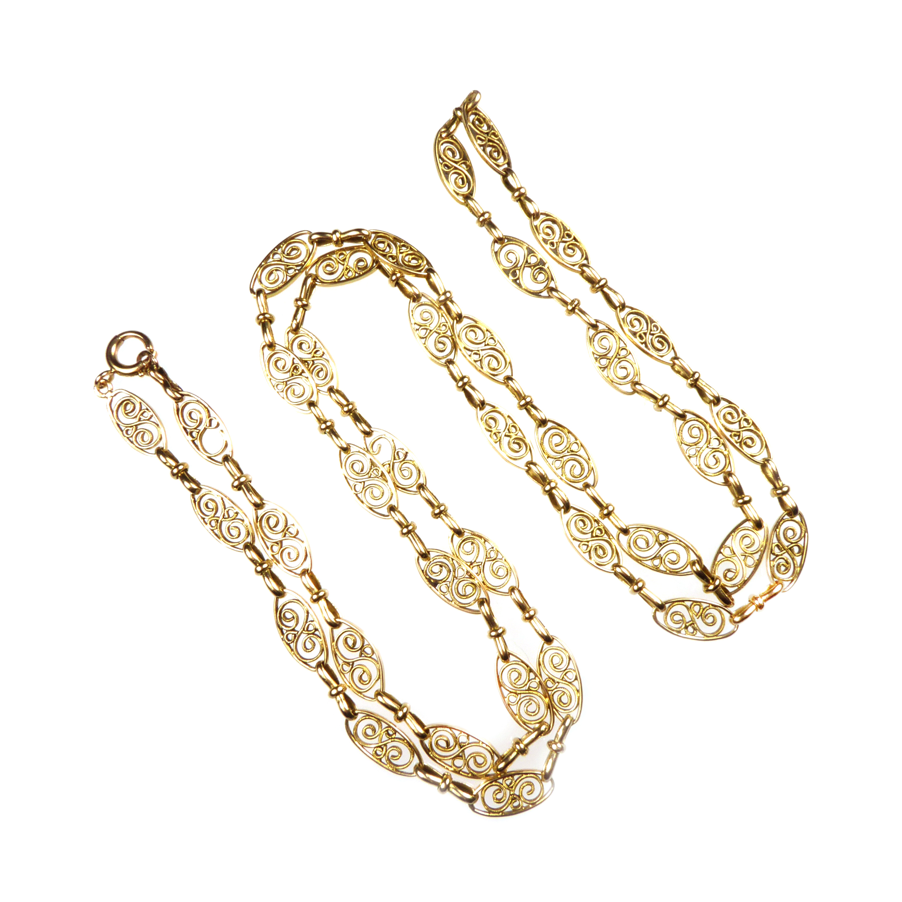 Antique 18ct gold fancy scroll link chain, c.1900, | Object | S. J ...