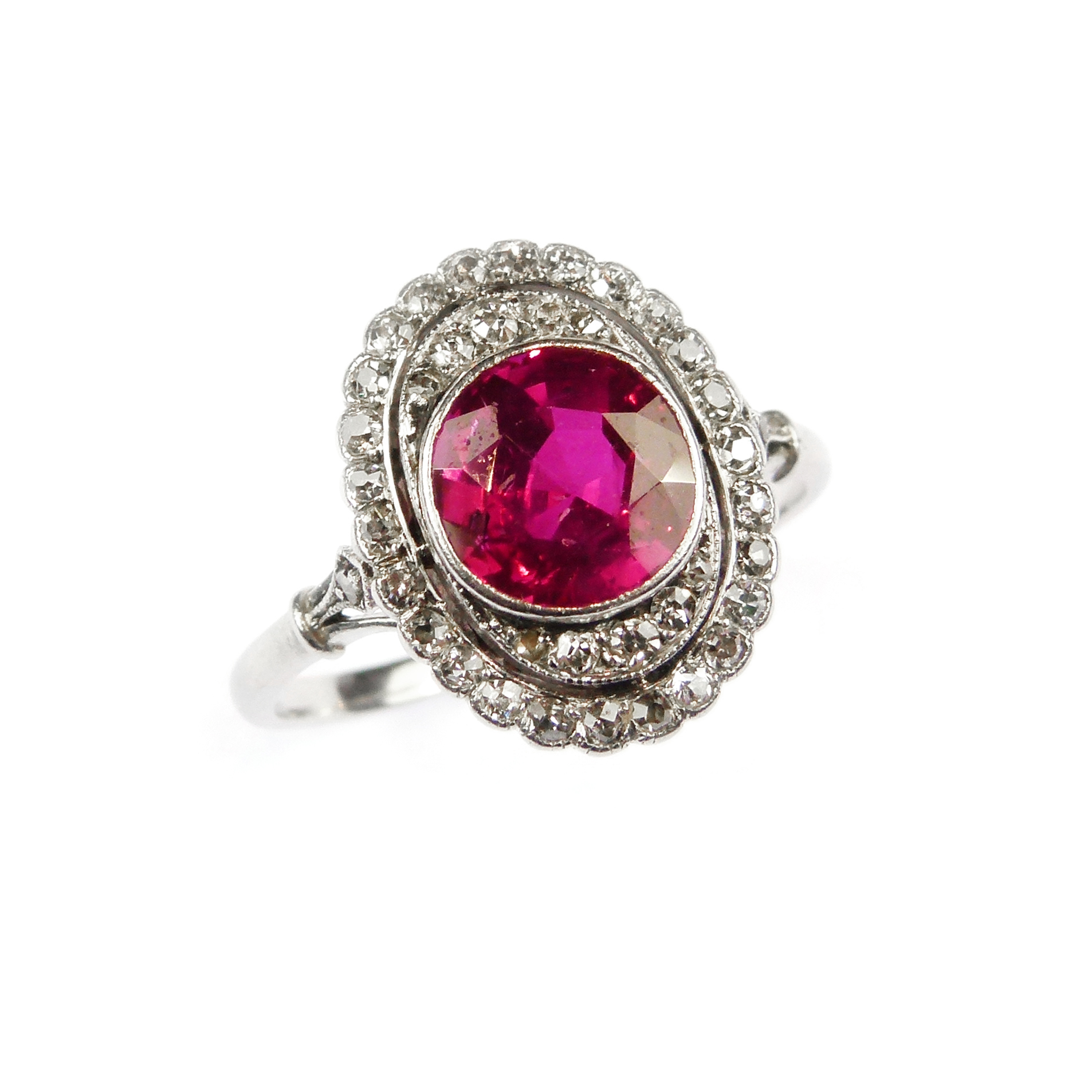 Early 20th century ruby and diamond cluster ring, French c.1915 ...